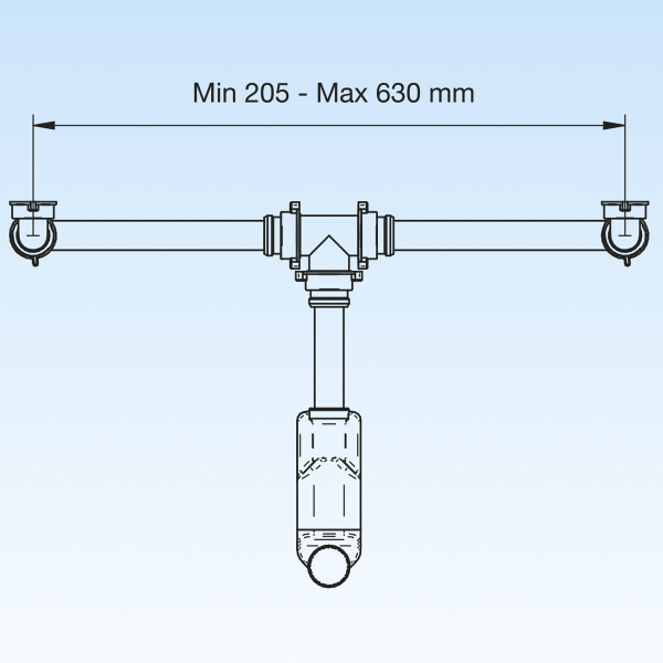 Spazio Raumspar - Siphon, Wandanschluss 32 + 40mm - Doppelwaschtisch
